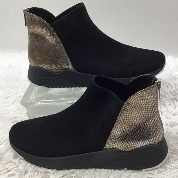 Vaneli Audra black suede and metallic pewter ankle boots - Picture 1 of 11